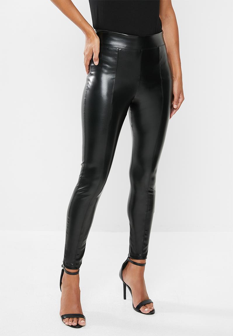 Suede back pleather pant styled with side zip - black VELVET Trousers ...