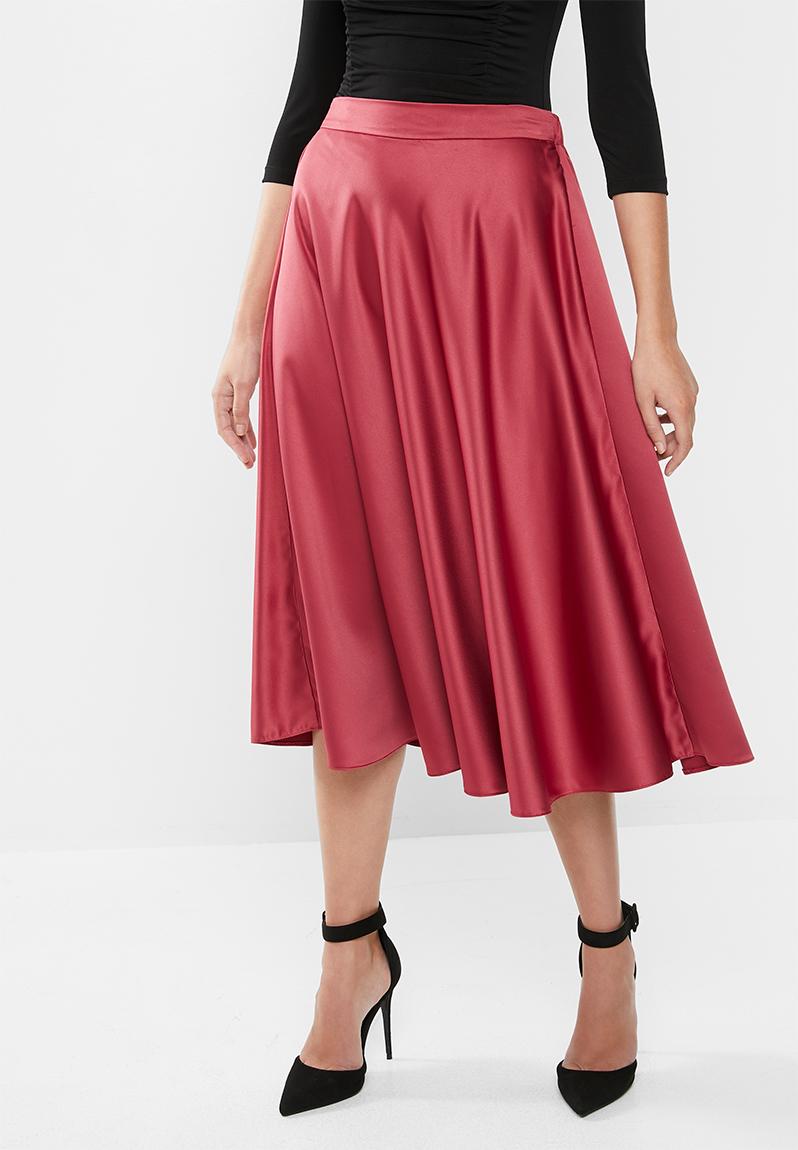 Satin pull on midi circle skirt - red clay MILLA Skirts | Superbalist.com