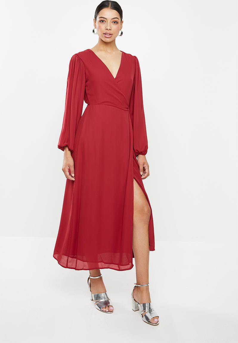 Midi wrap dress - dark red Glamorous Formal | Superbalist.com