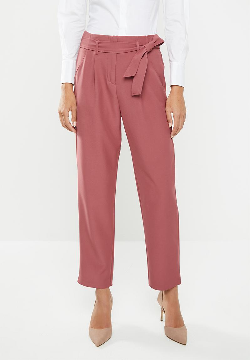 Belted paperbag pants - dusty pink edit Trousers | Superbalist.com