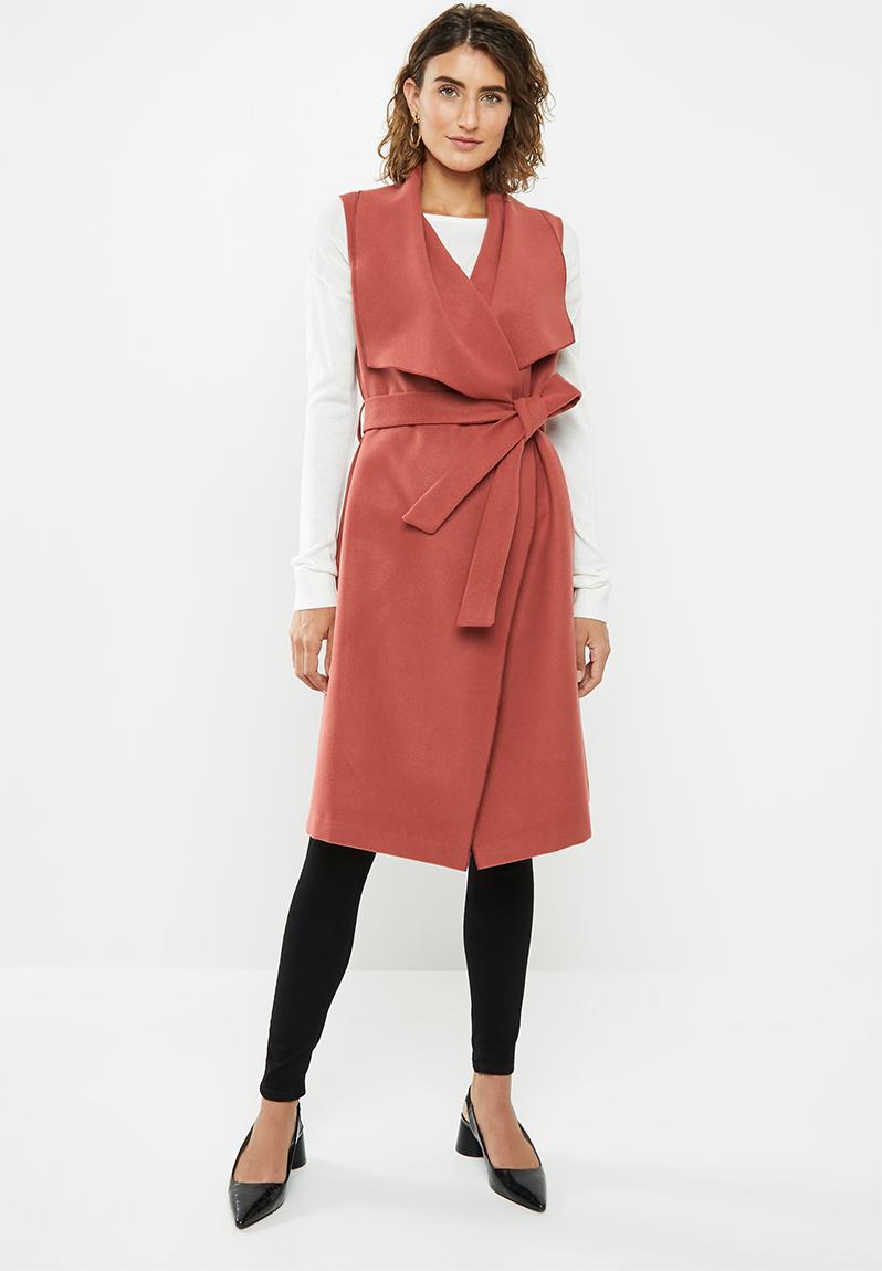 Sleeveless melton coat - red edit Coats | Superbalist.com