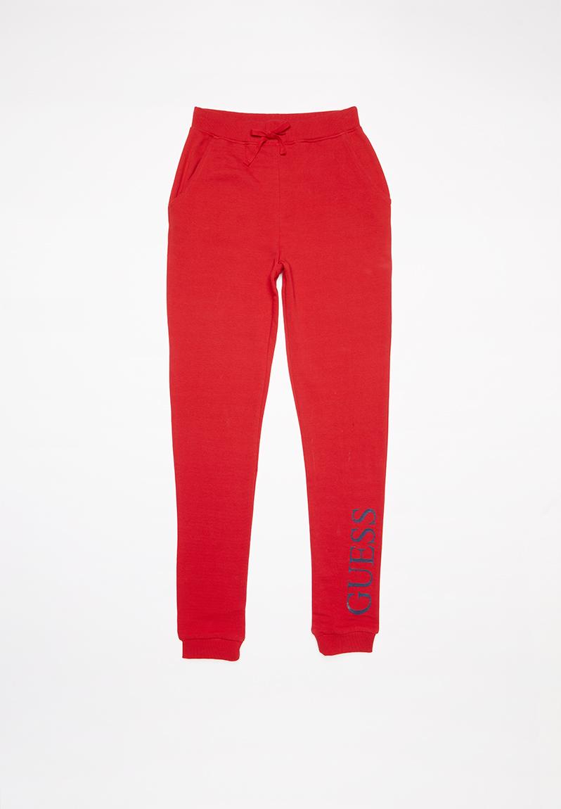 red guess pants