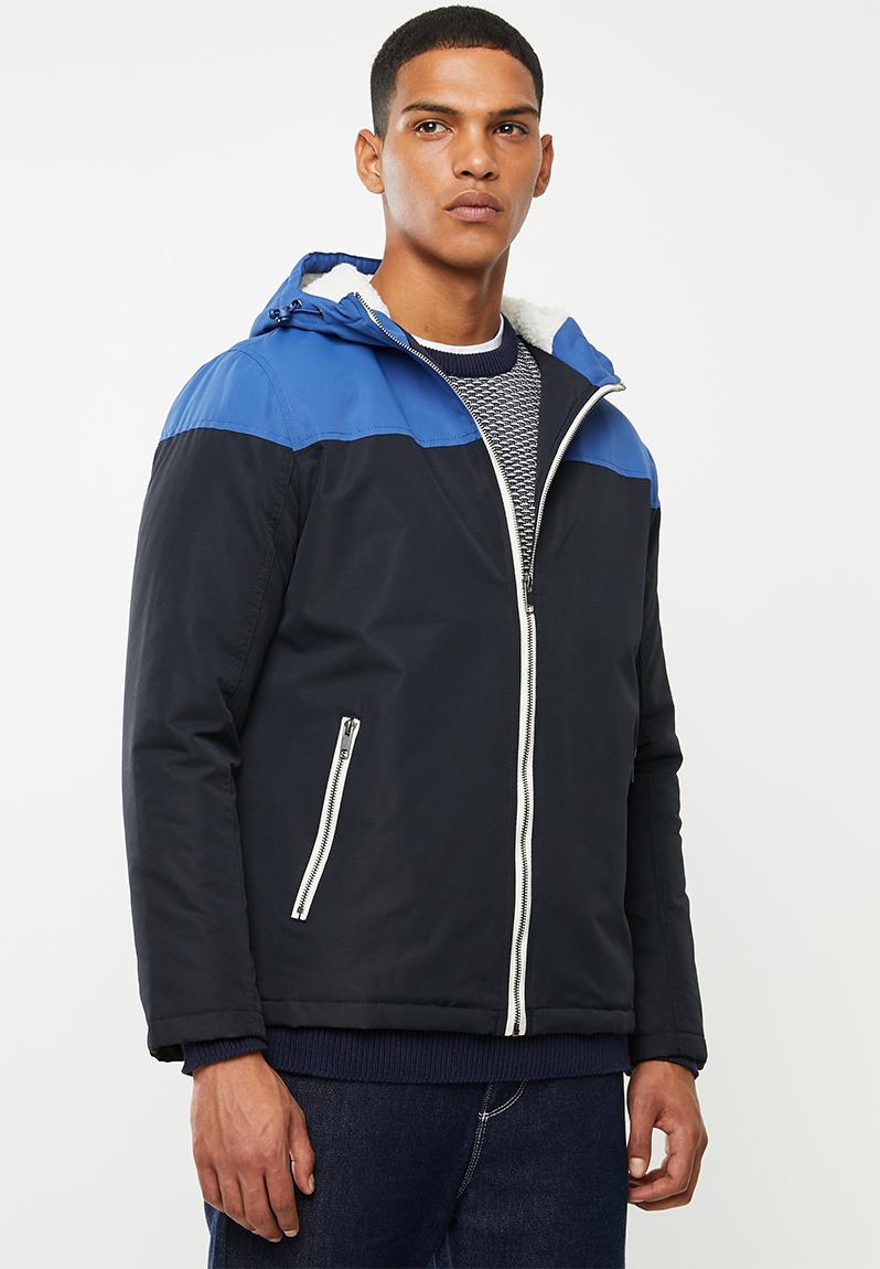 Koeman colour block jacket - navy / cobalt blue Brave Soul Jackets ...