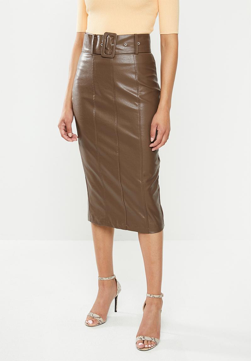 Brown pu 3/4 skirt - brown Glamorous Skirts | Superbalist.com