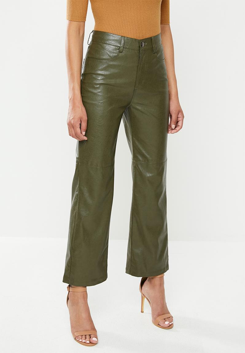 Pu crop trouser - khaki Glamorous Trousers | Superbalist.com