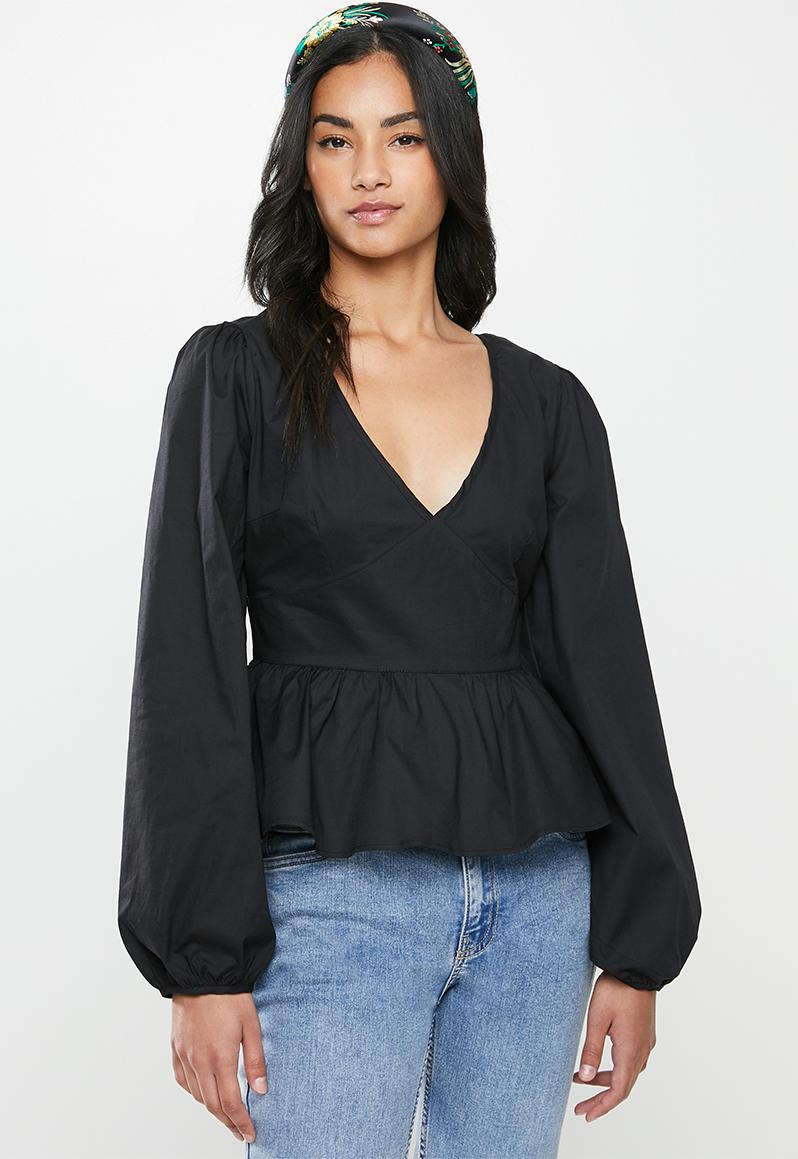 Petite v neck blouse -black Glamorous Blouses | Superbalist.com