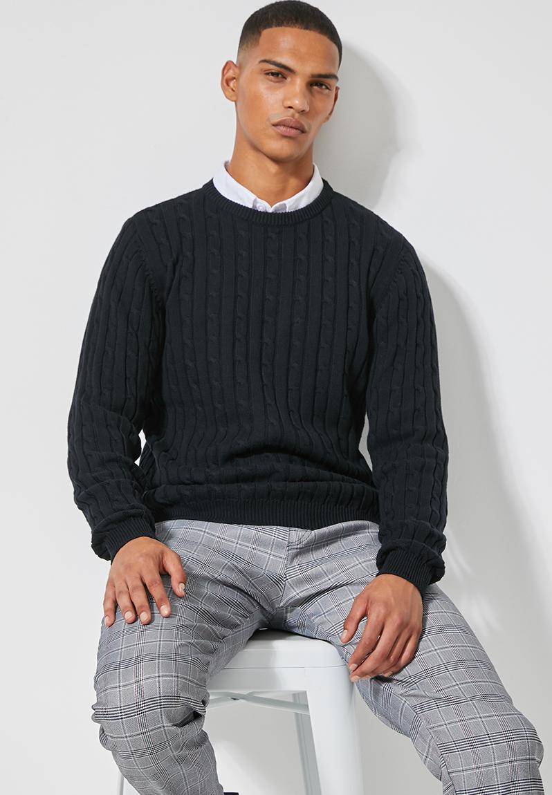 Regular fit cable knit - black Superbalist Knitwear | Superbalist.com