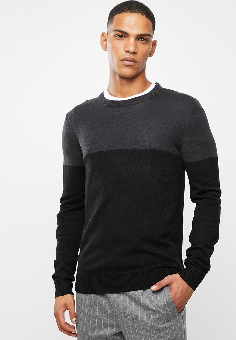 Hanney crew cb knitwear - jet black/slate grey Brave Soul Knitwear ...