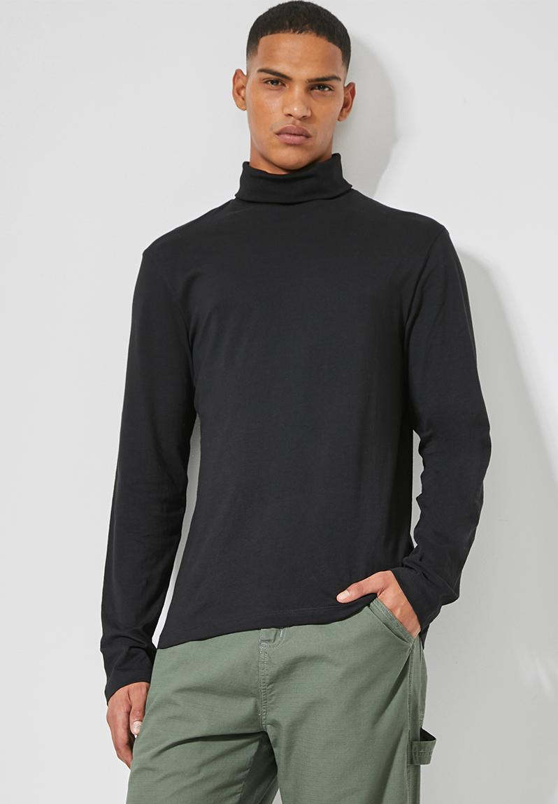 Plain roll neck long sleeve tee - black Superbalist T-Shirts & Vests ...