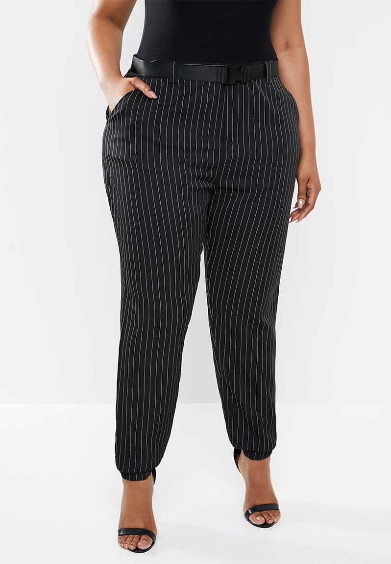 Plus size stripe cargo trouser - black Missguided Bottoms & Skirts ...