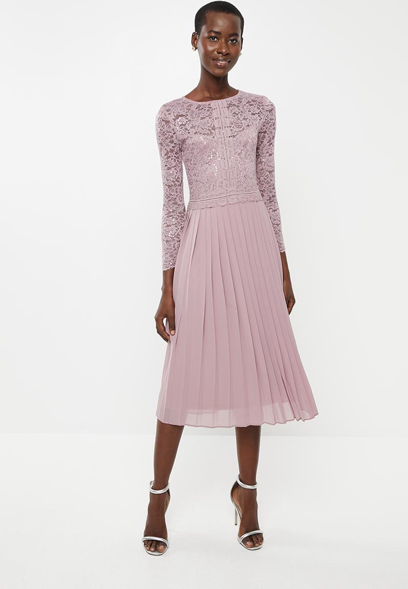 4610186 Purple Pleated Midi Dress