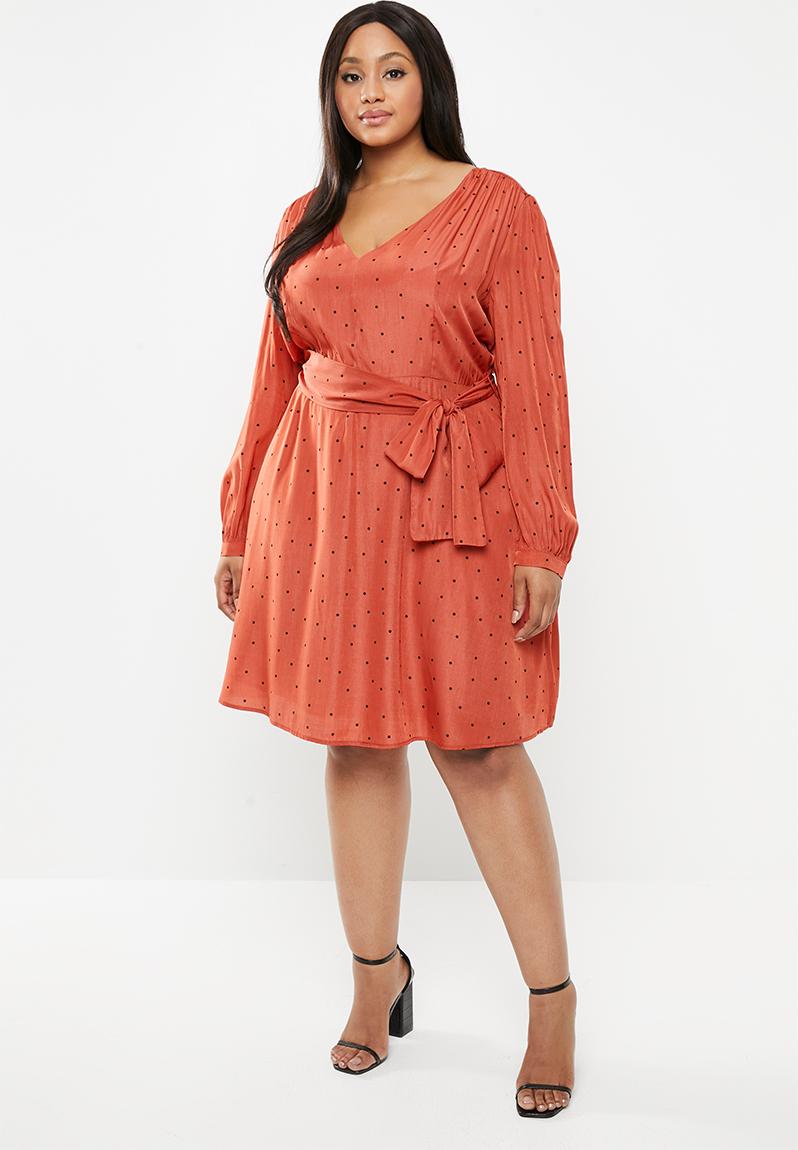 red spot wrap dress