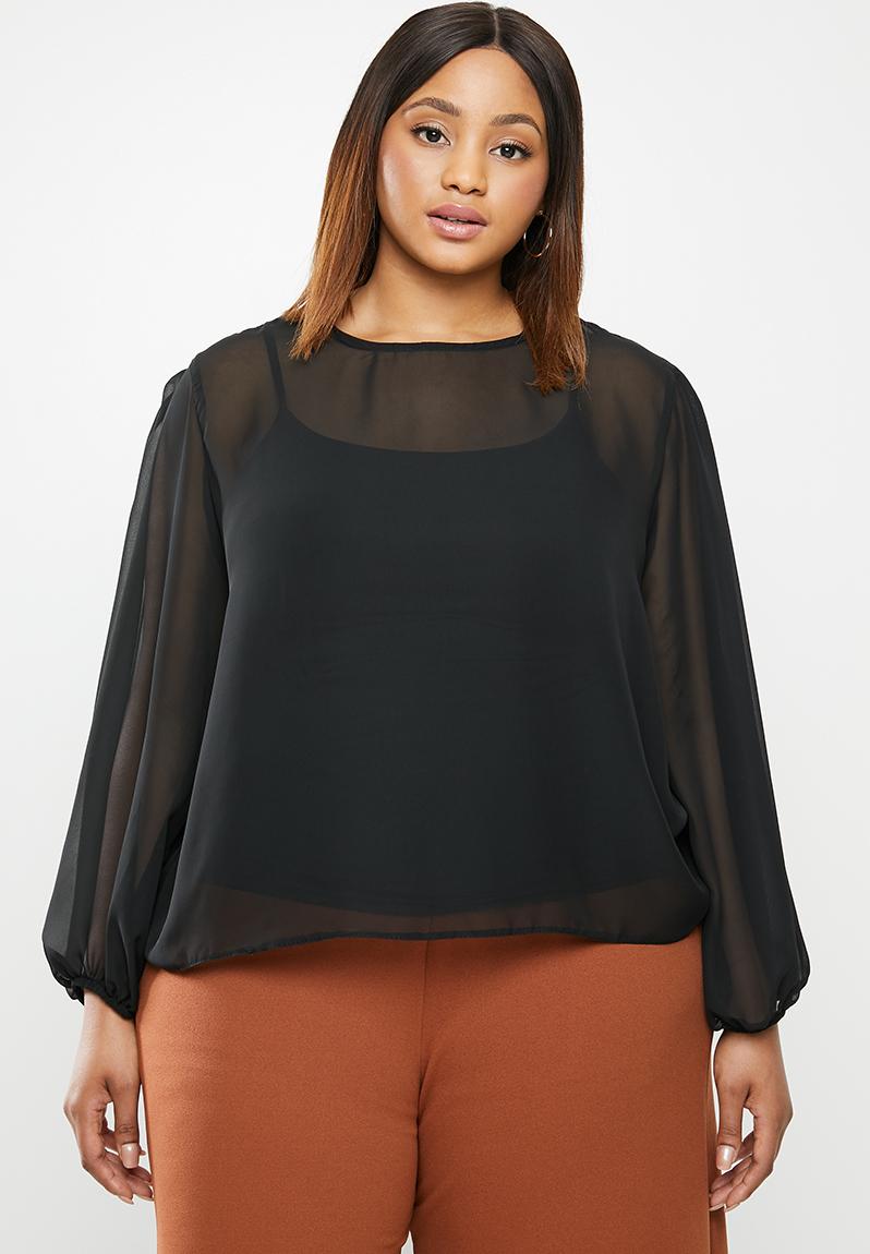 Lantern sleeve blouse(plus) - black edit Plus Tops | Superbalist.com