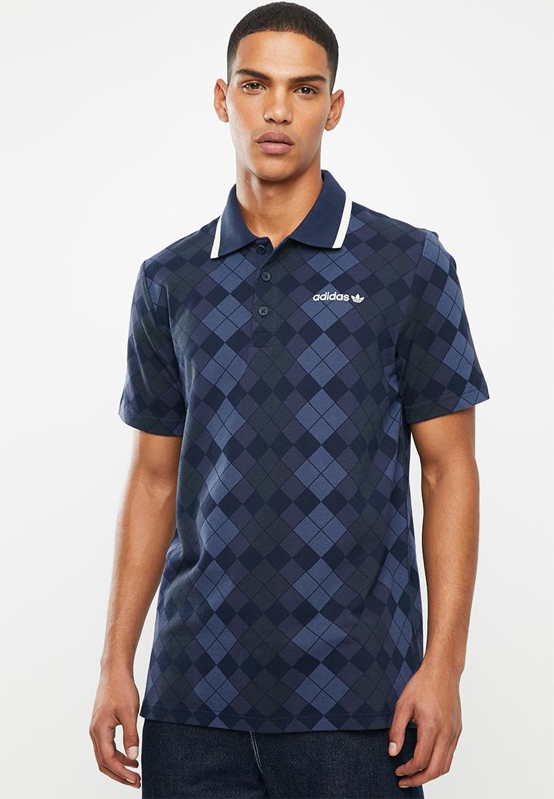 Argyle pique short sleeve polo - night indigo adidas Originals T-Shirts ...