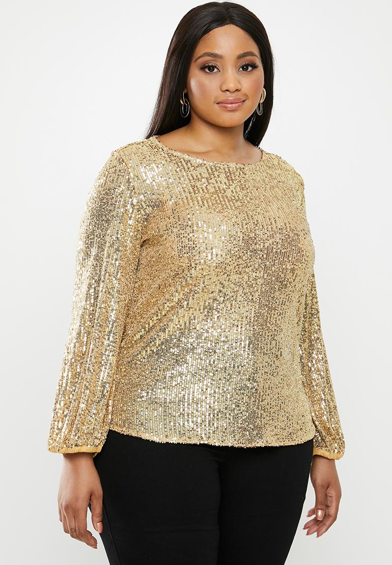 Sequin Blouse Gold Milla Tops