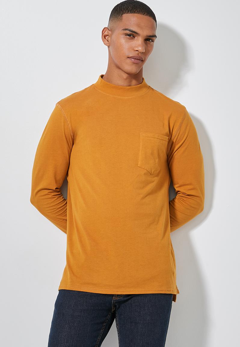 Wide crew neck long sleeve pocket tee - mustard Superbalist T-Shirts ...