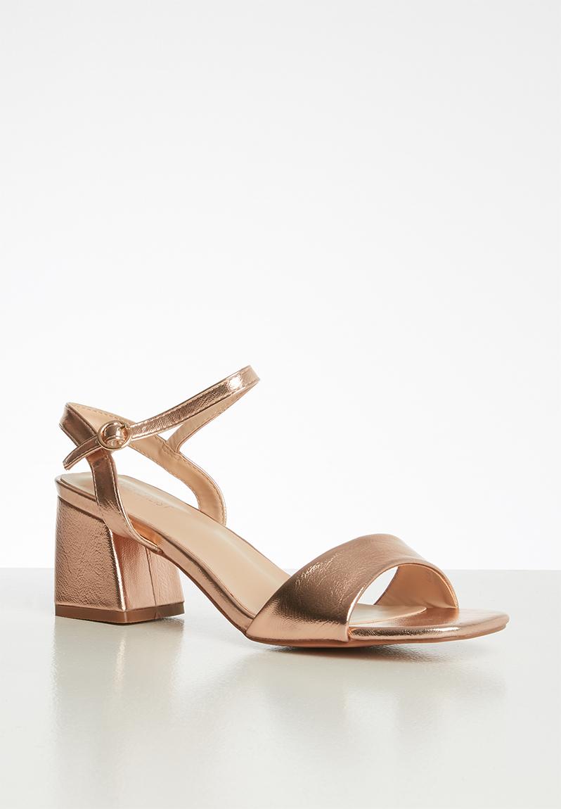gold barely there heels wide fit