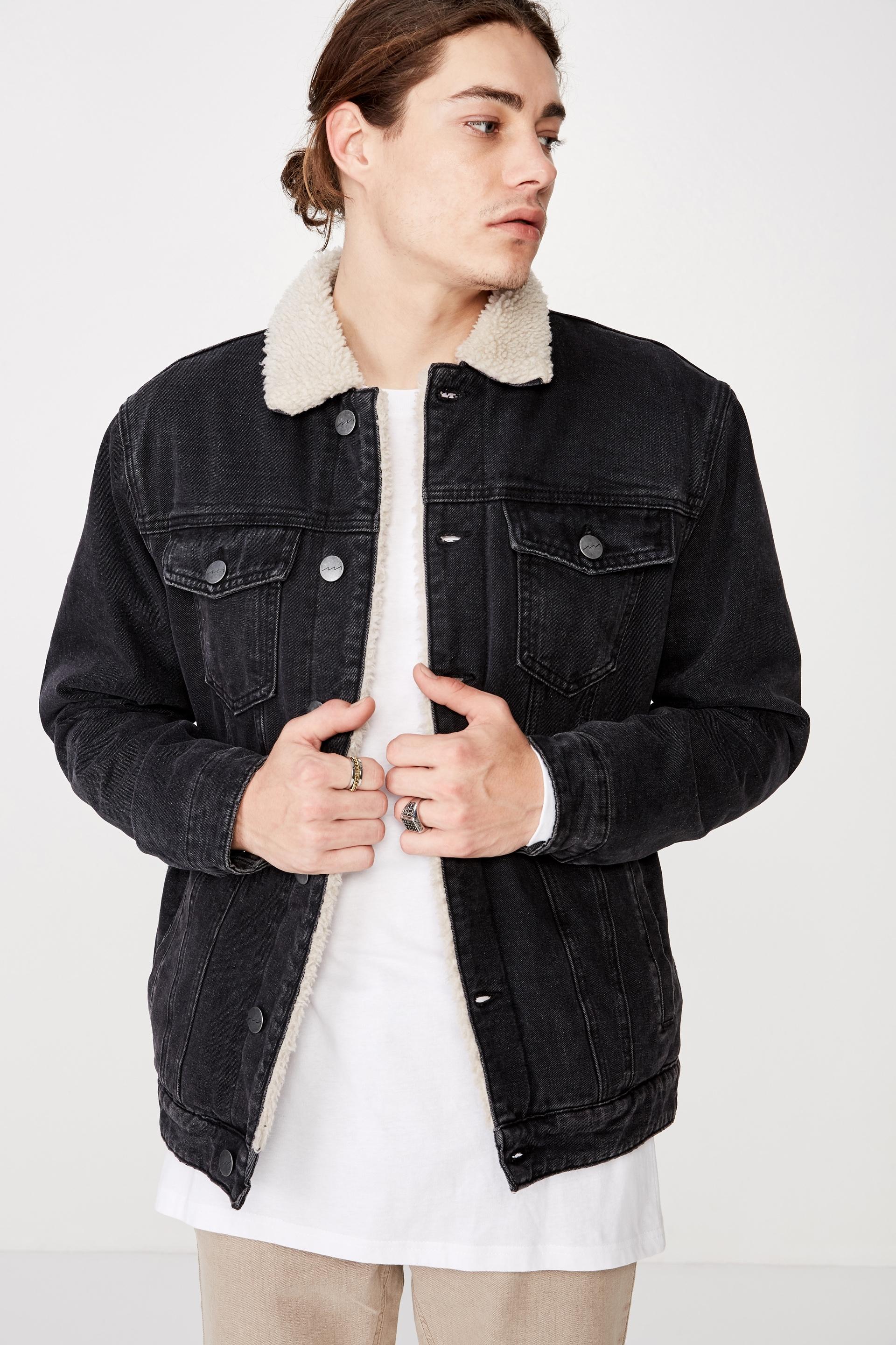 Denim sherpa jacket - washed black Factorie Jackets | Superbalist.com