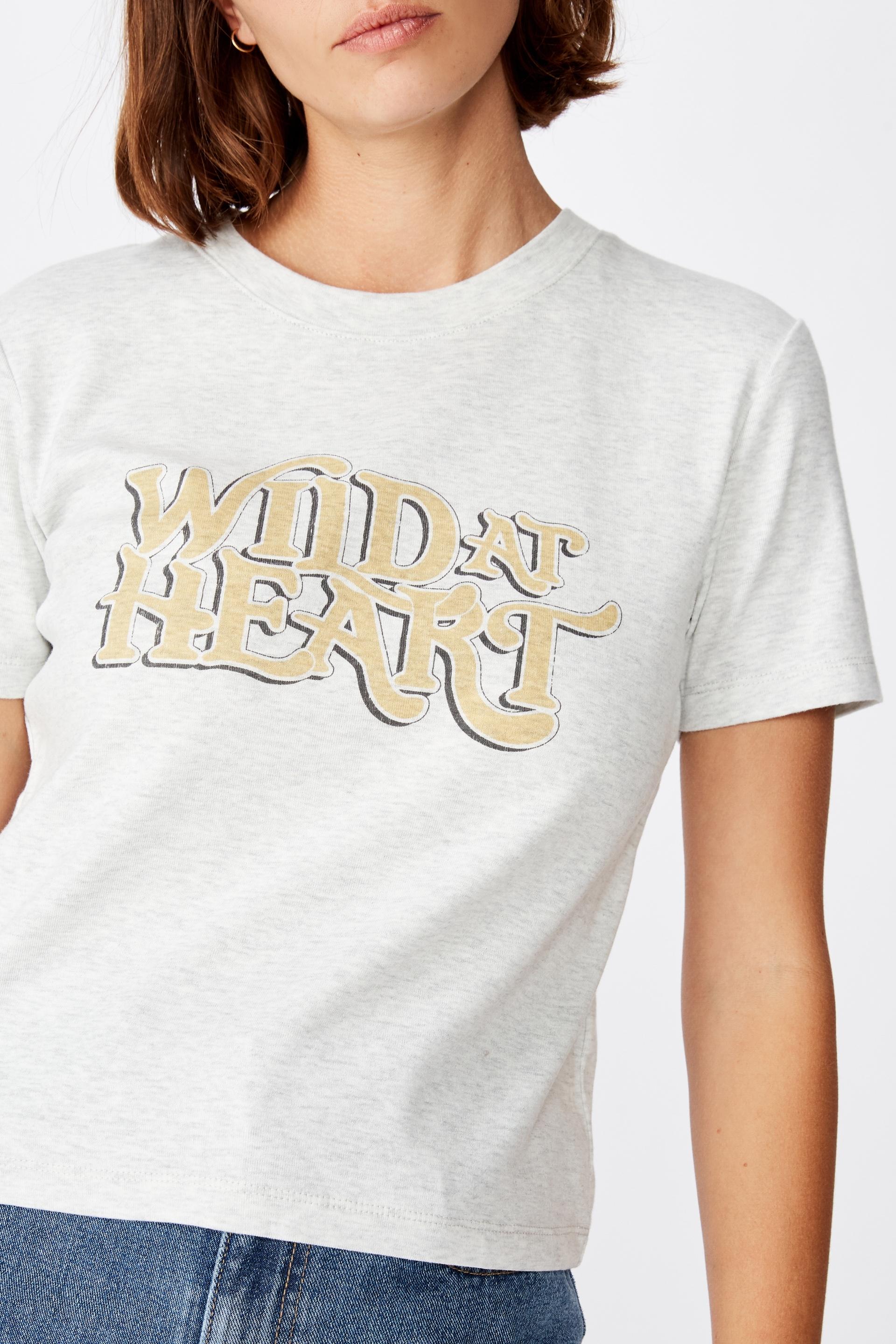 Essential Slogan T Shirt Wild At Heart Oatmeal Marle Cotton On T