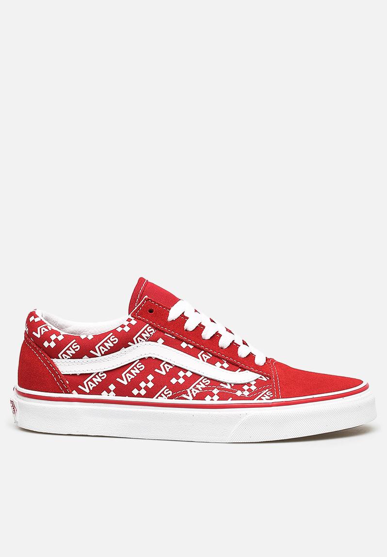 low top red and white vans