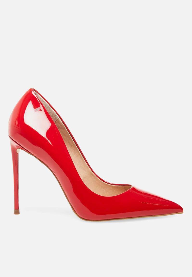 red patent pointed heels