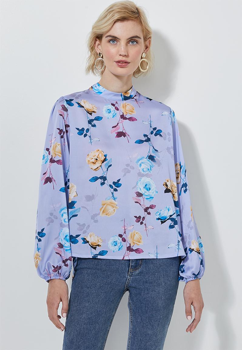 Hi neck blouse - photographic floral Superbalist Blouses | Superbalist.com