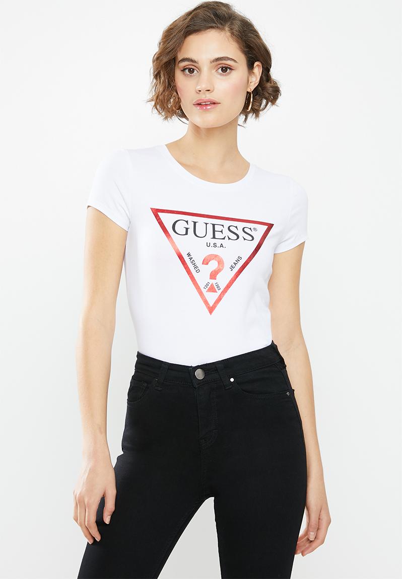 Ladies short sleeve core triangle tee - white GUESS T-Shirts, Vests ...