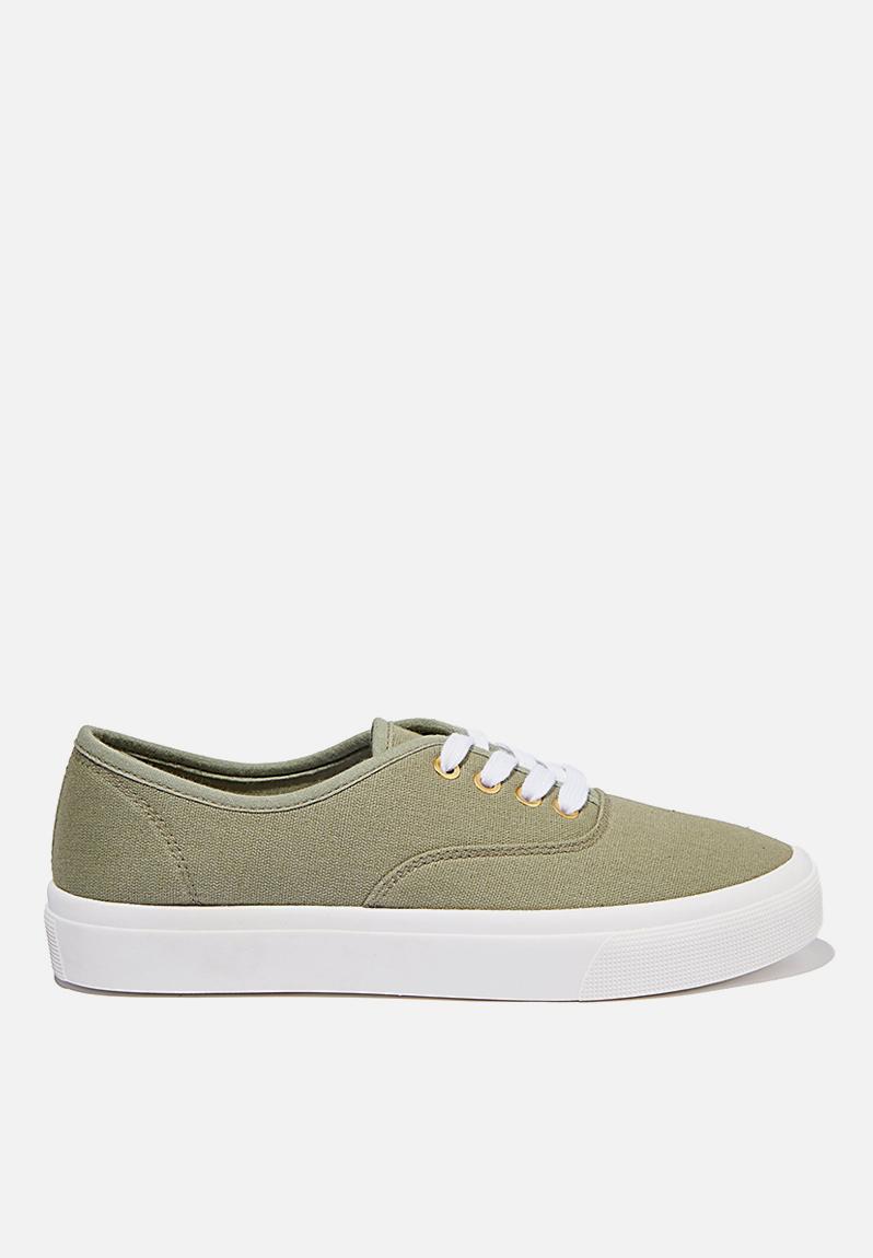 Jamie lace up plimsoll - khaki canvas Cotton On Pumps & Flats ...