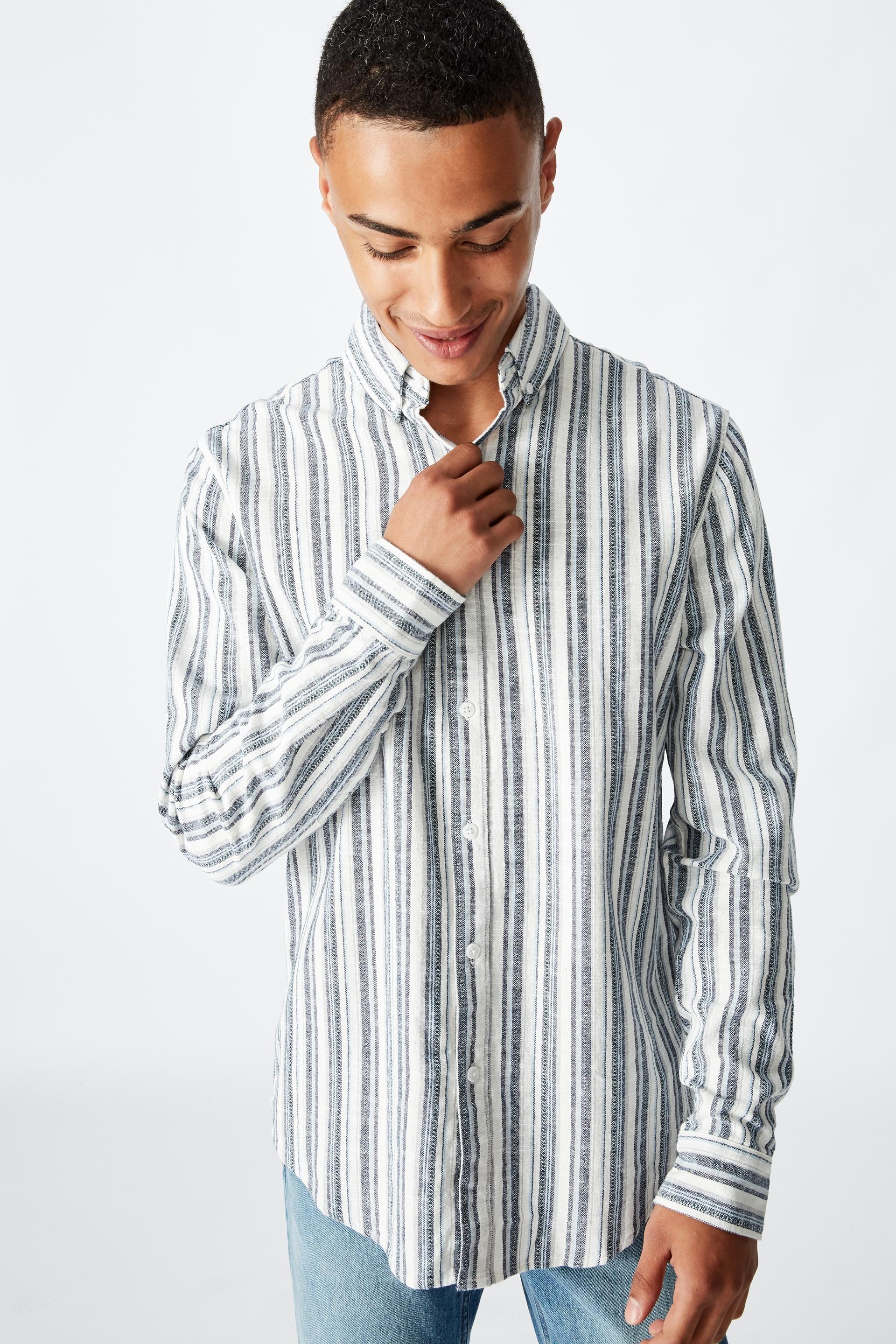 Textured long sleeve shirt - blue stripe Cotton On Shirts | Superbalist.com