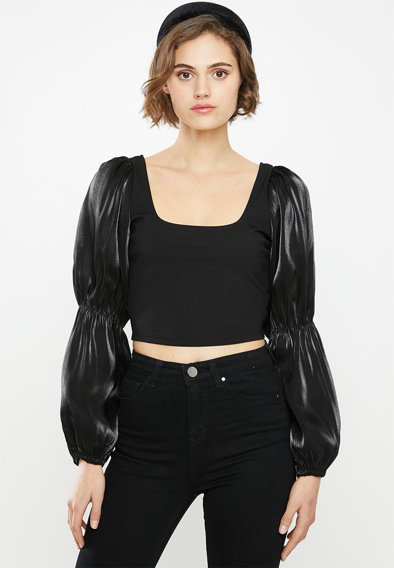 Square neck blouse - black Glamorous Blouses | Superbalist.com