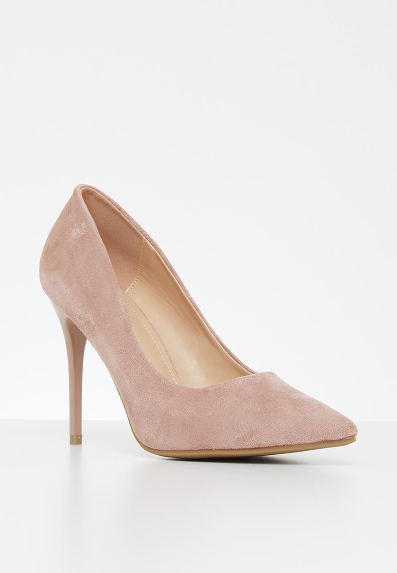 pink suede court shoes