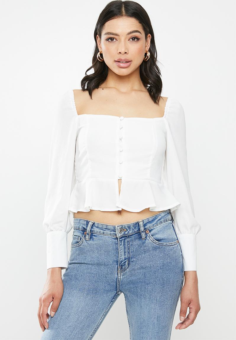 Square neck blouse - white Glamorous Blouses | Superbalist.com