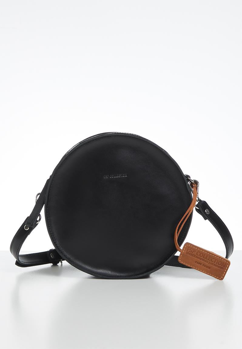 round leather bag