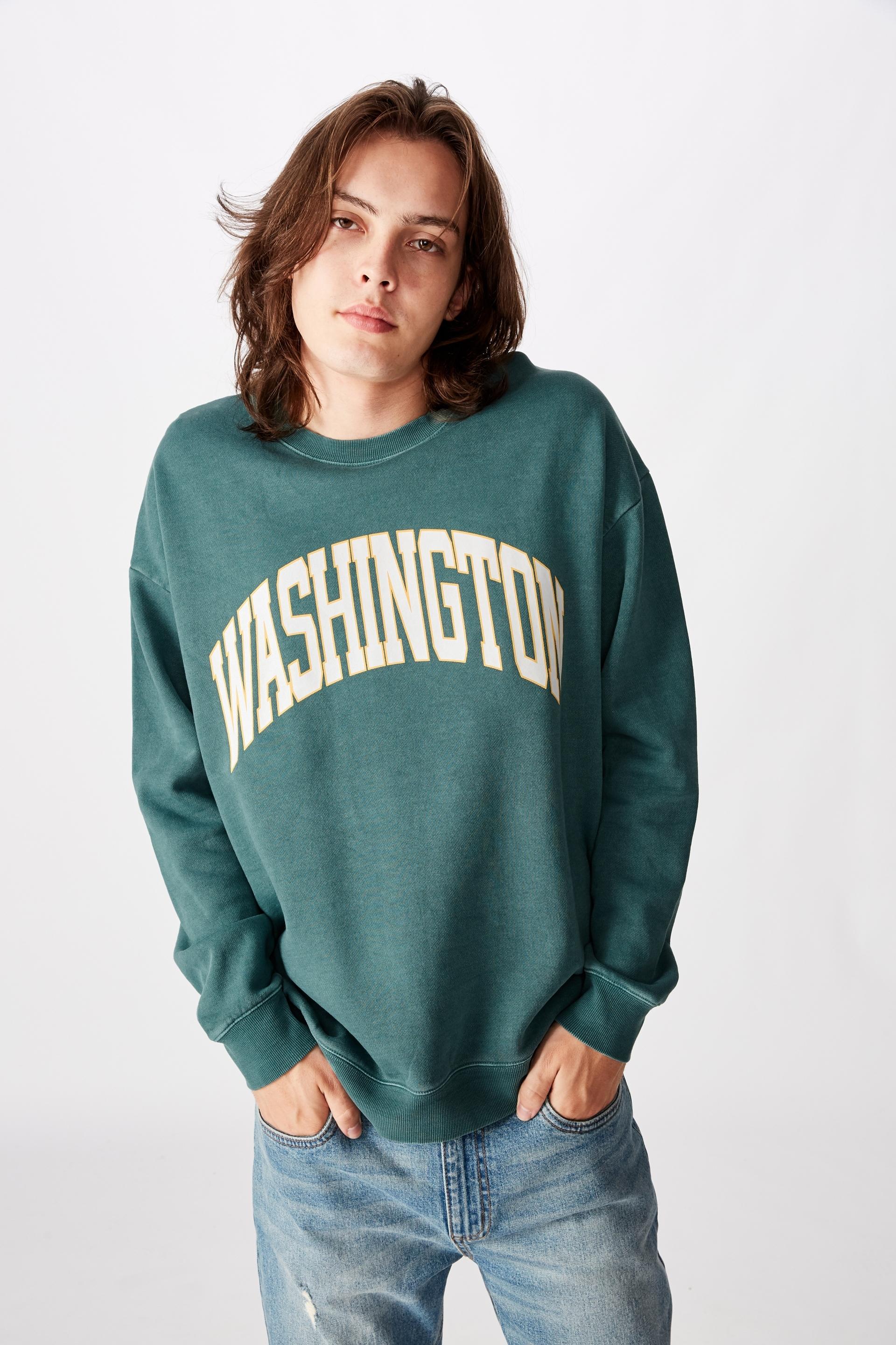 Washington oversized graphic crew - washed forest green Factorie Hoodies & Sweats | Superbalist.com
