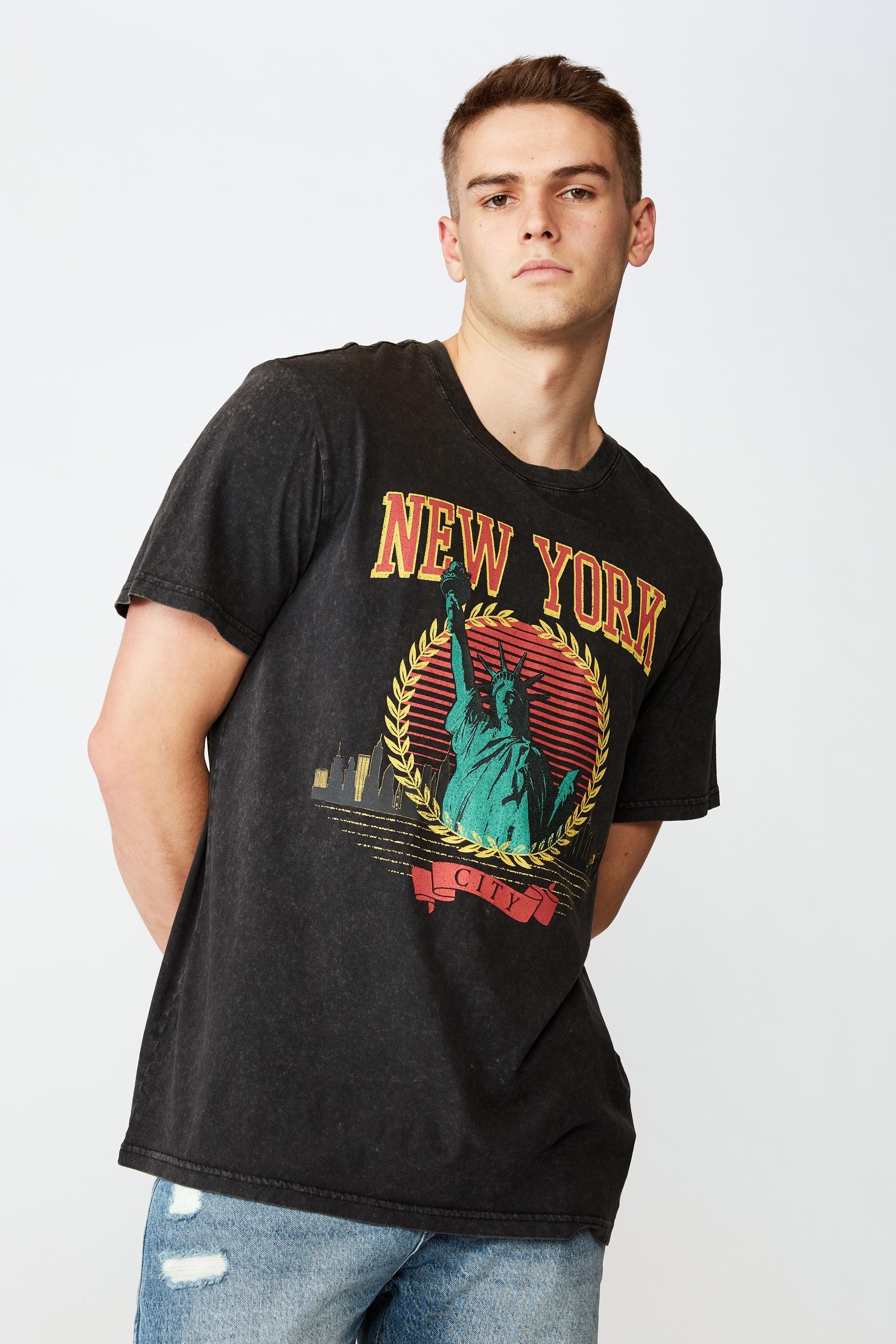 Download Ny liberty regular graphic t shirt - washed black Factorie ...