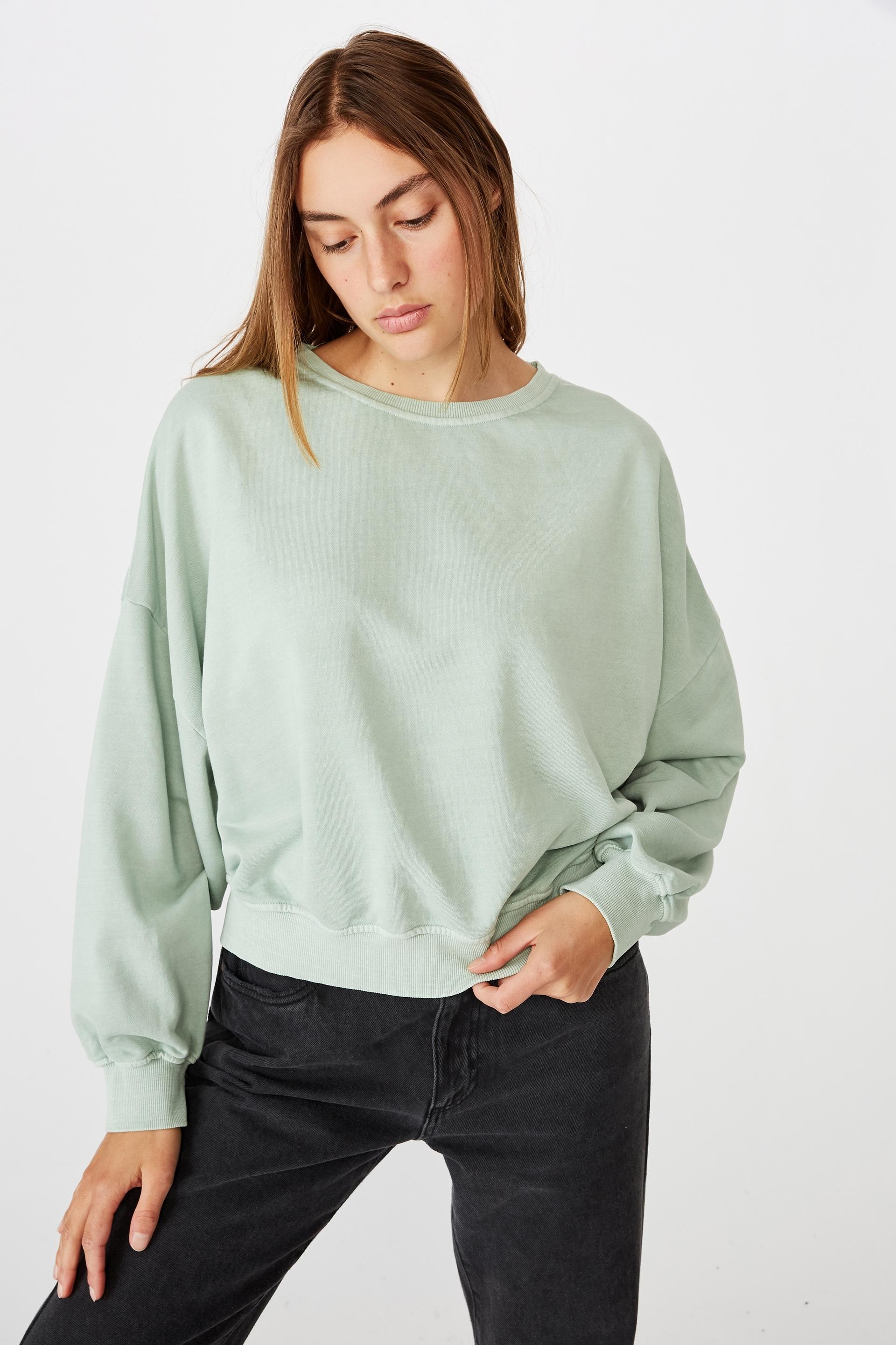 Cleo balloon sleeve crew - jade Cotton On Hoodies & Sweats ...