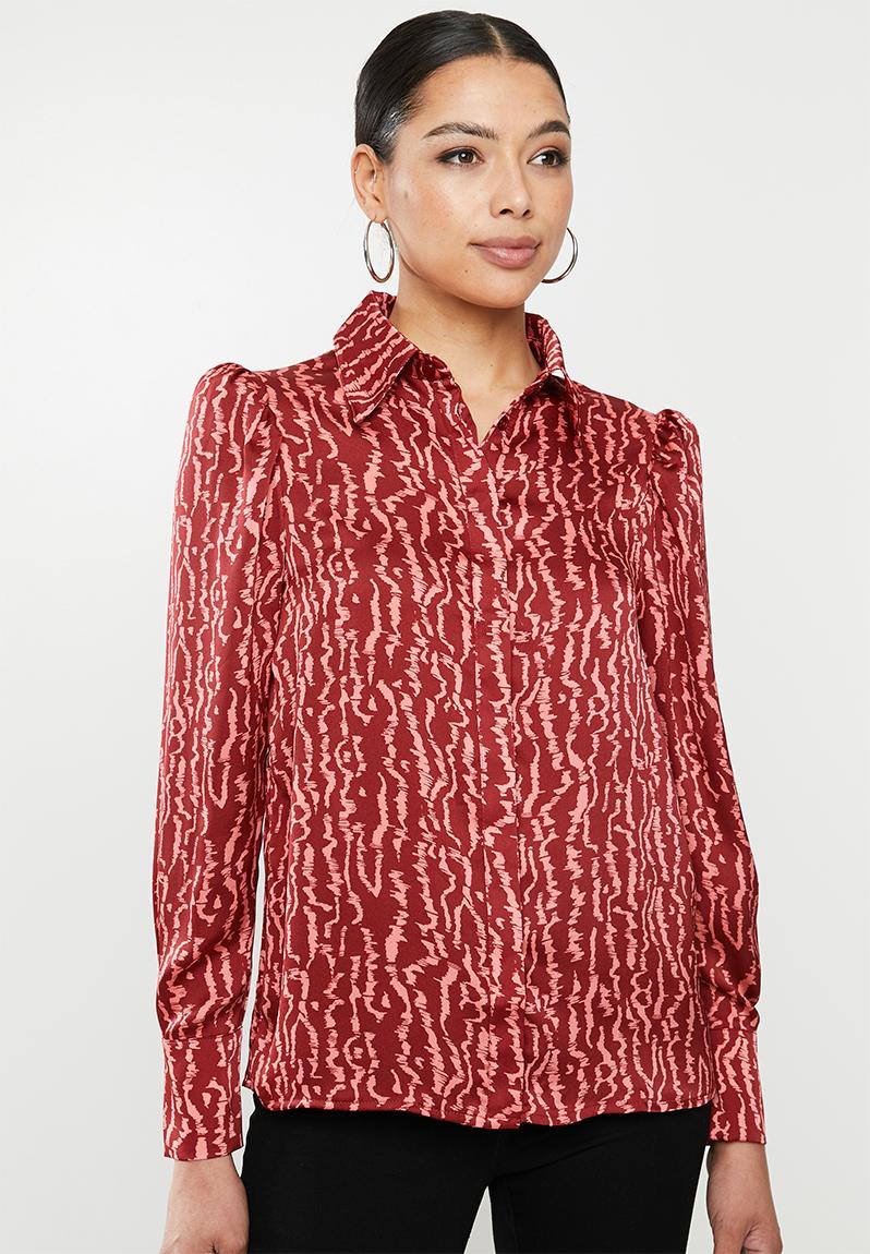 Claret abstract print shirt- red Glamorous Shirts | Superbalist.com