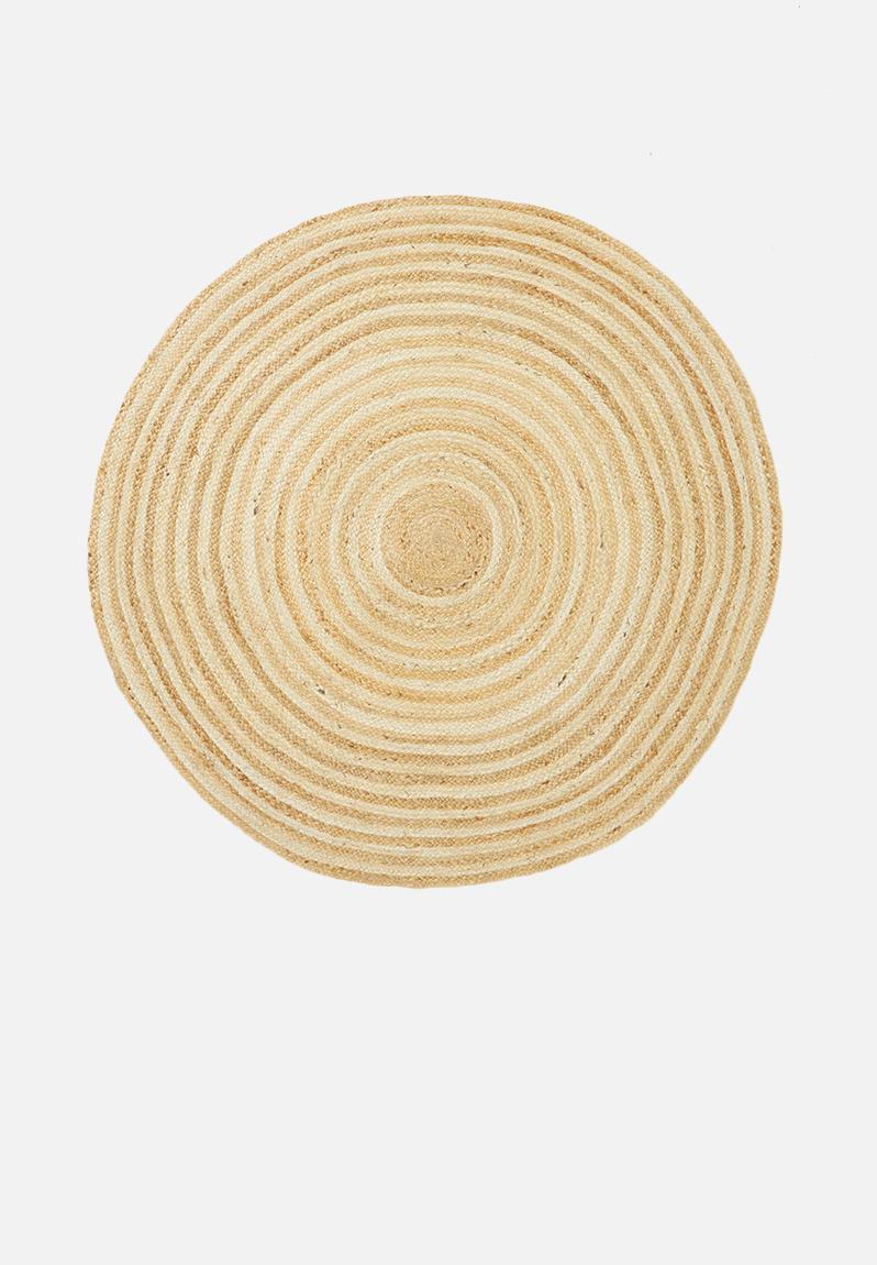 Kyra round jute rug natural/white Sixth Floor Rugs & Mats