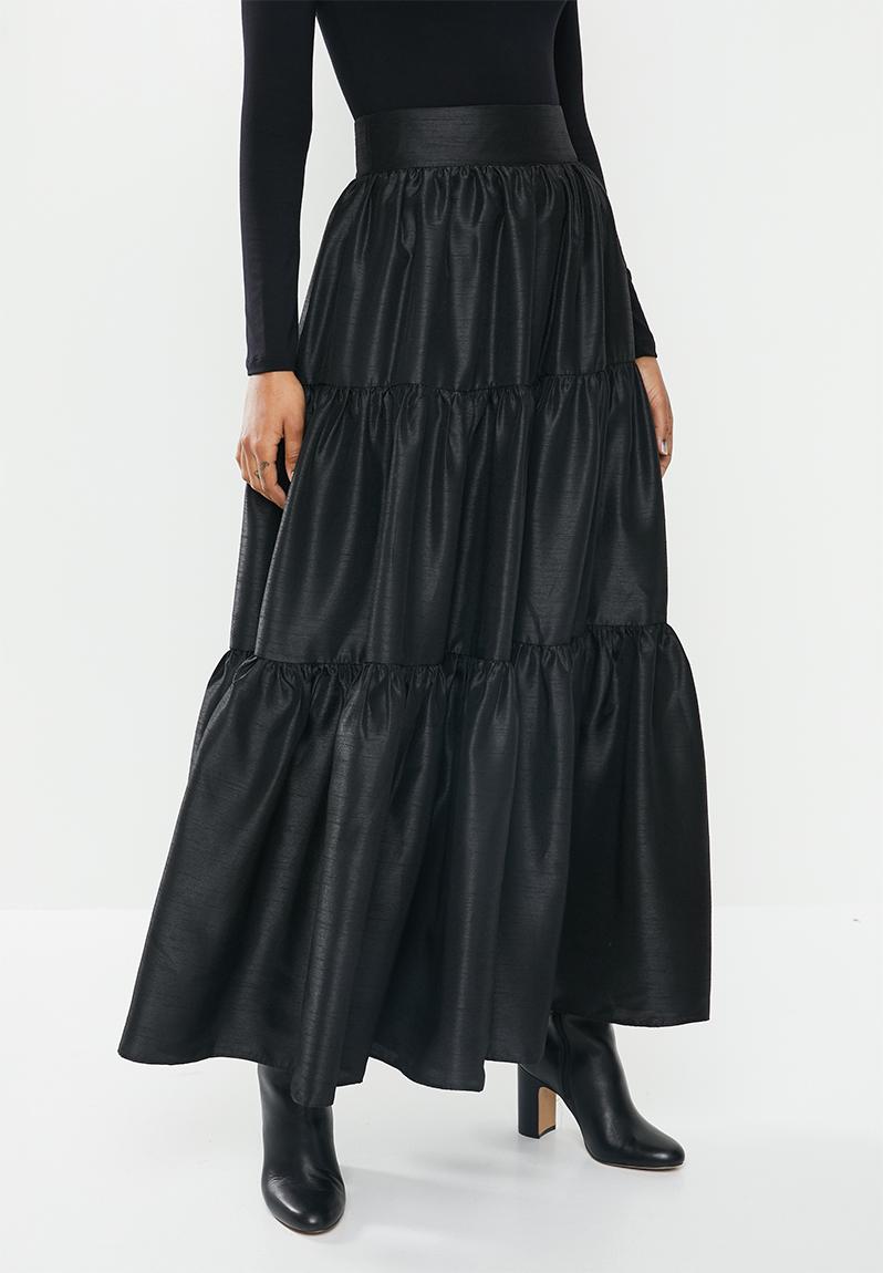 Tiered a-line maxi skirt - black MILLA Skirts | Superbalist.com