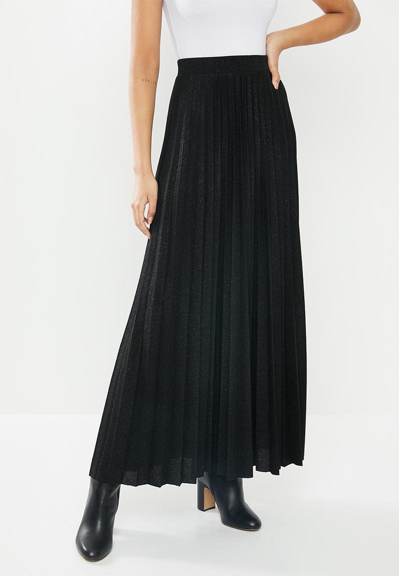 Sunray pleated maxi lurex knit skirt - black VELVET Skirts ...