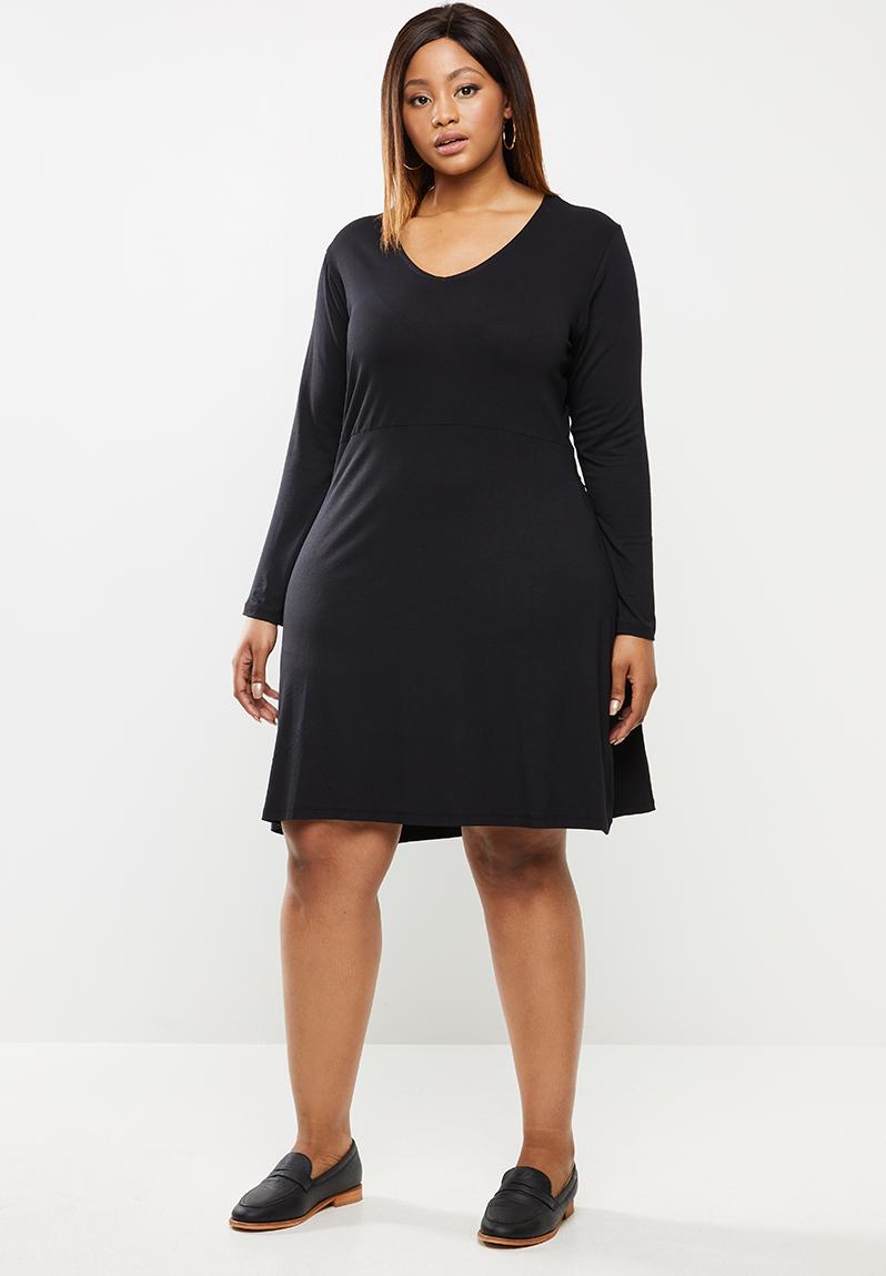 V-neck fit & flare dress - black edit Plus Dresses | Superbalist.com