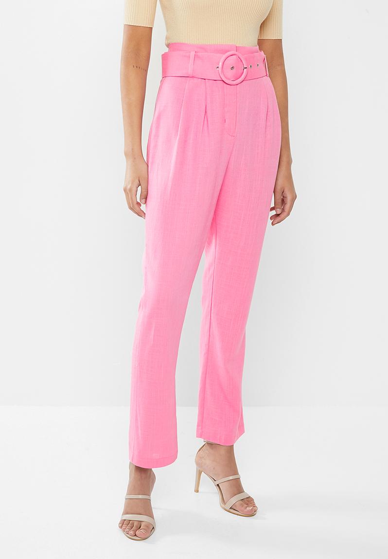 High waisted belted crop trouser - hot pink Glamorous Trousers ...