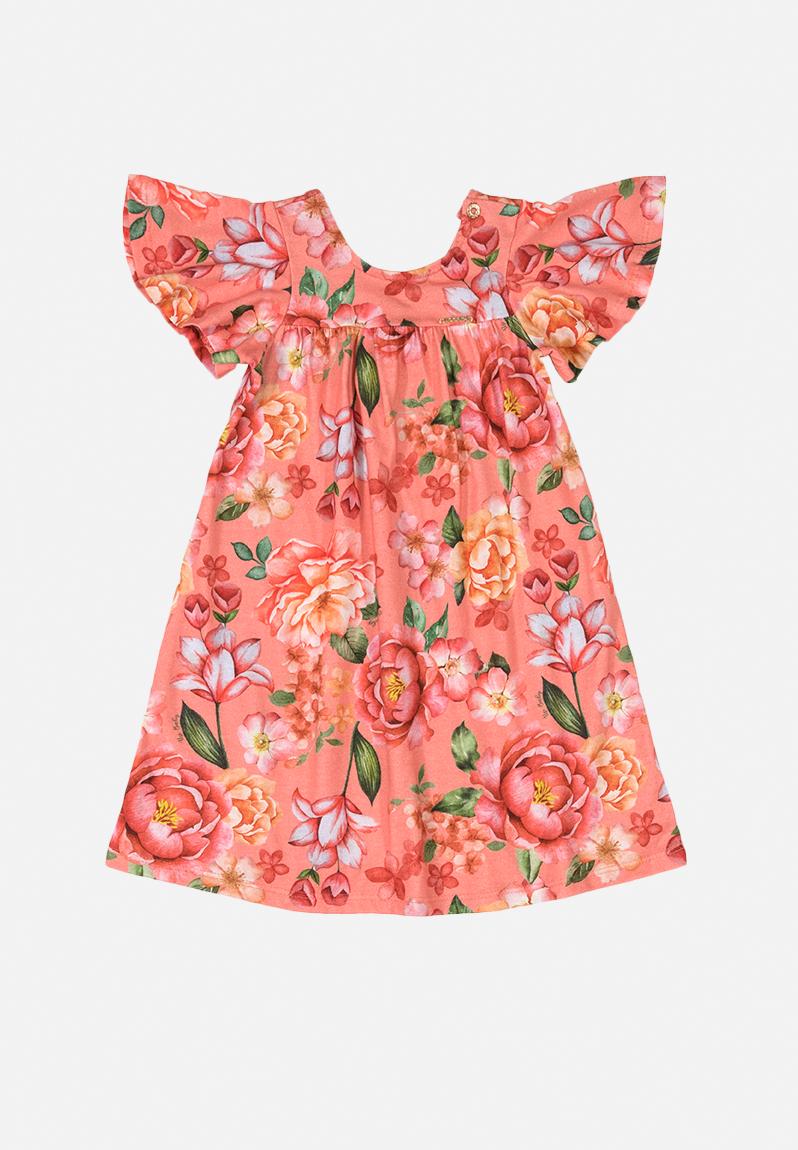 Girls printed dress - peach/multi UP Baby Dresses & Skirts ...