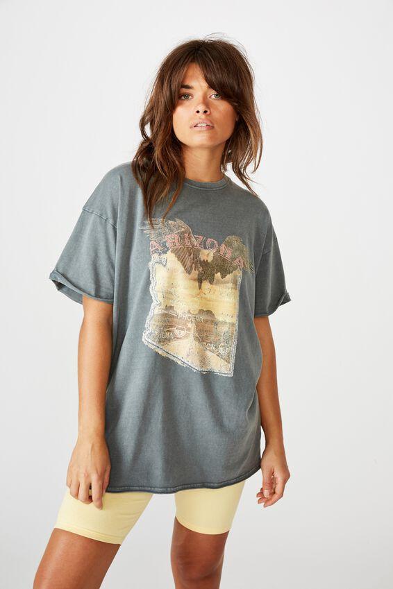 Oversized graphic tee arizona eagle - washed grey Factorie T-Shirts ...