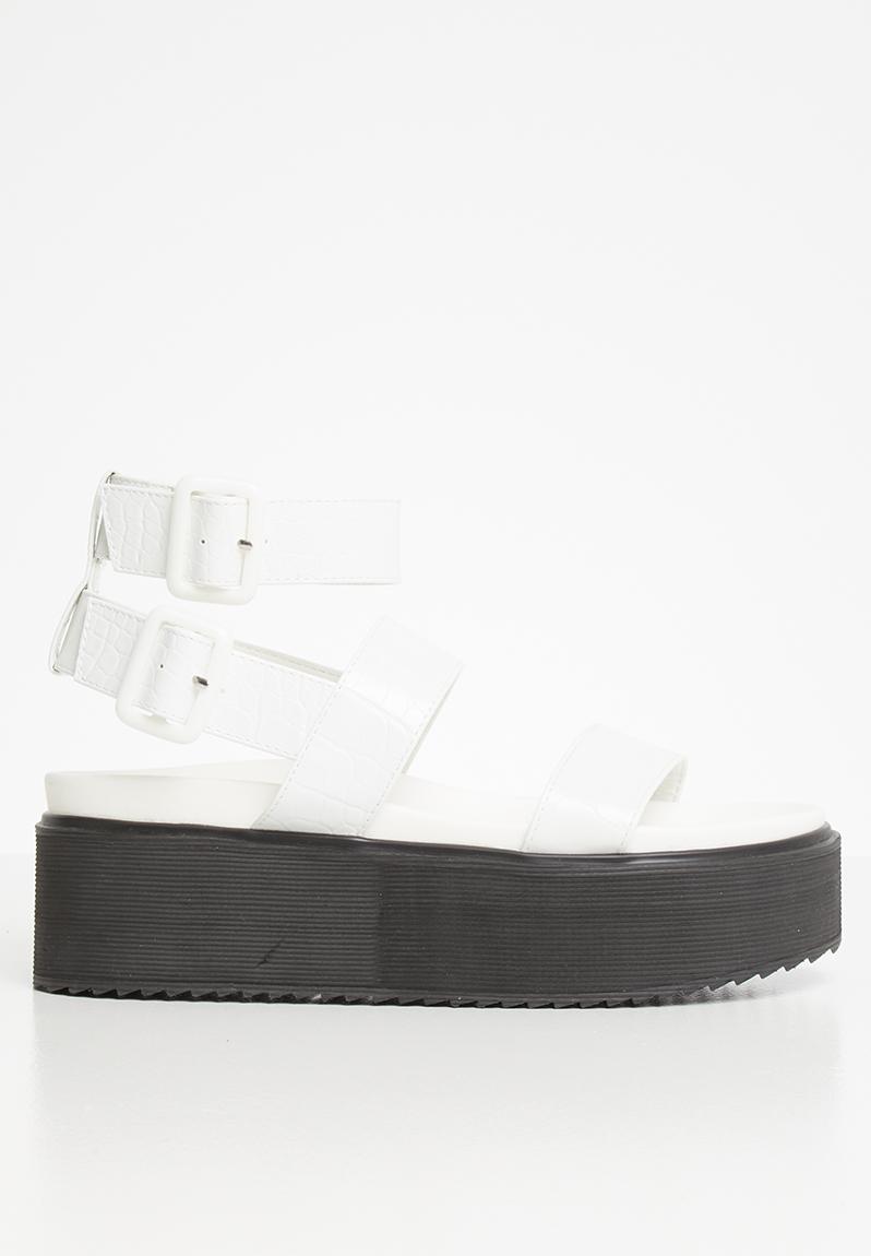 white croc faux leather flatform sandal