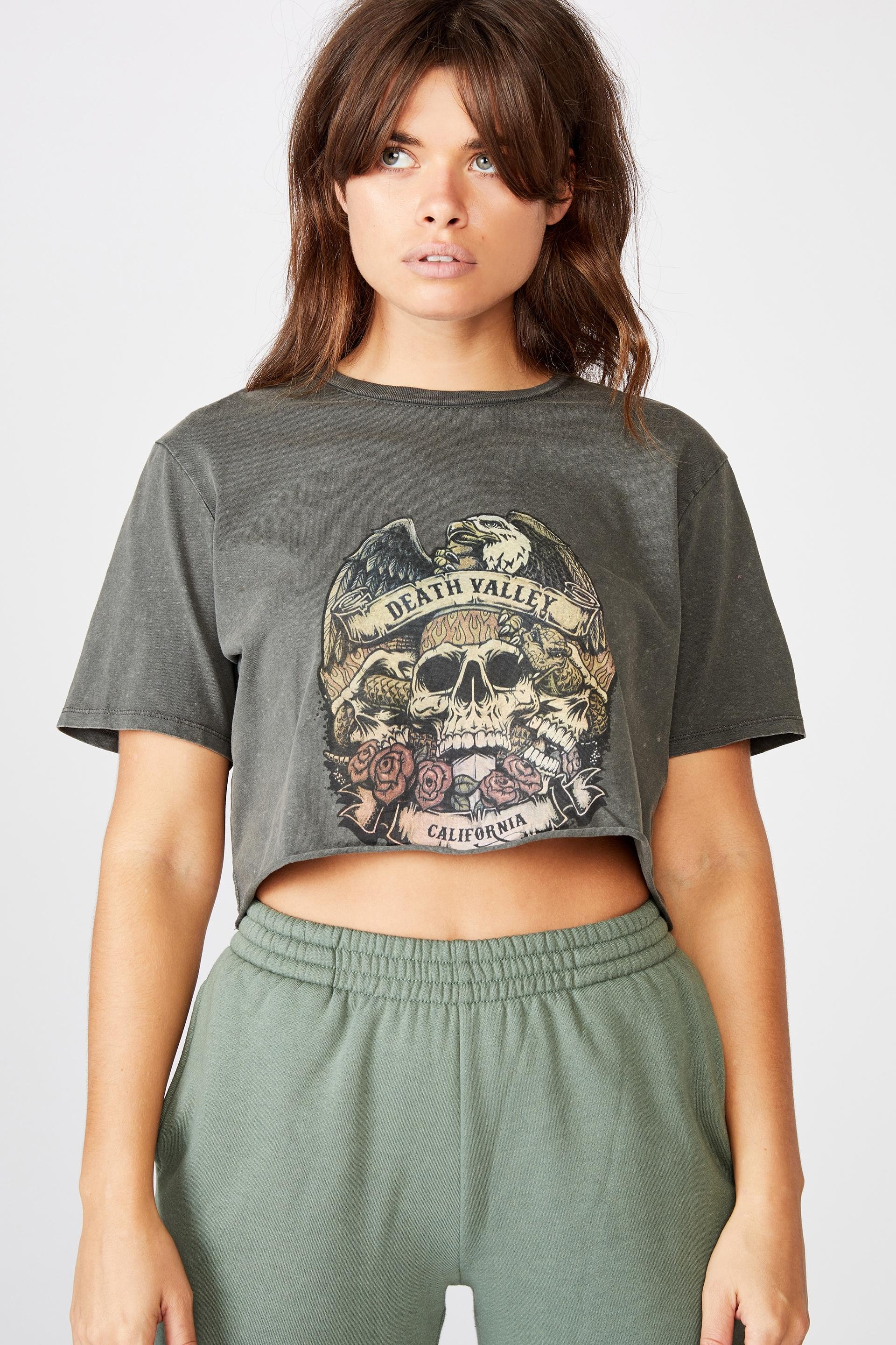 Short sleeve raw edge crop t shirt death valley - washed asphalt ...