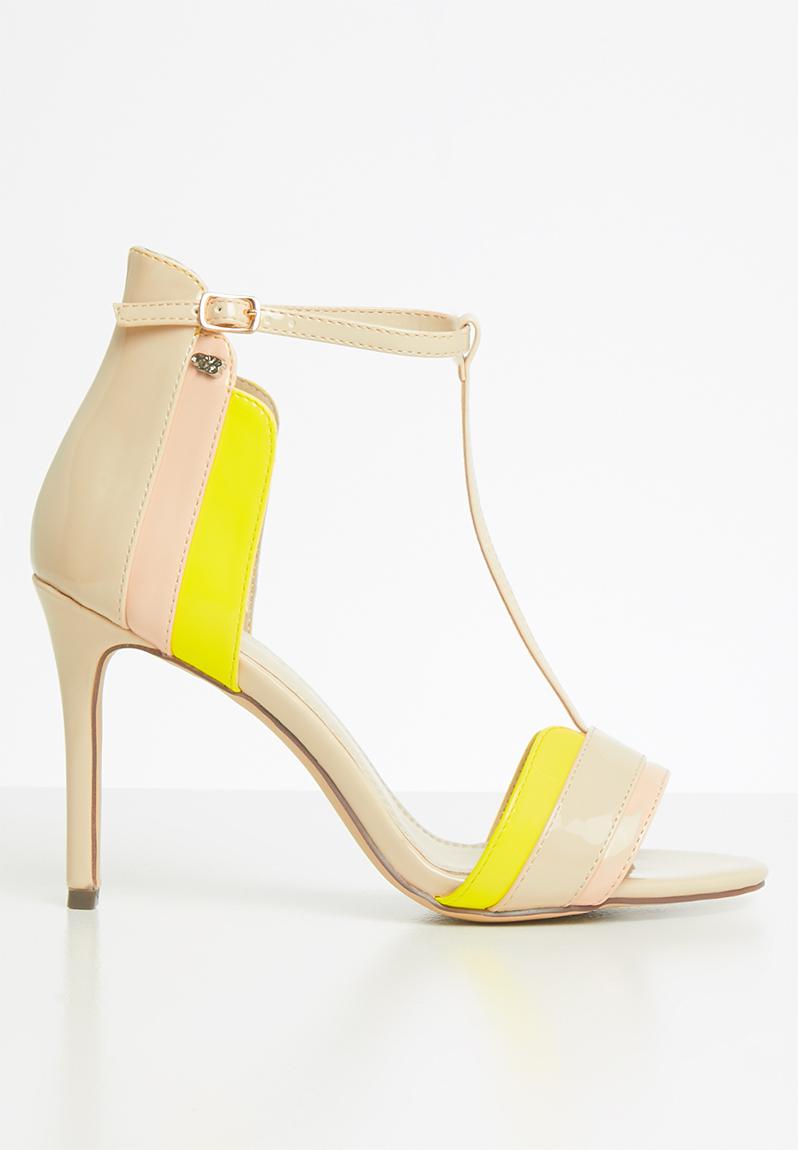red and yellow high heels