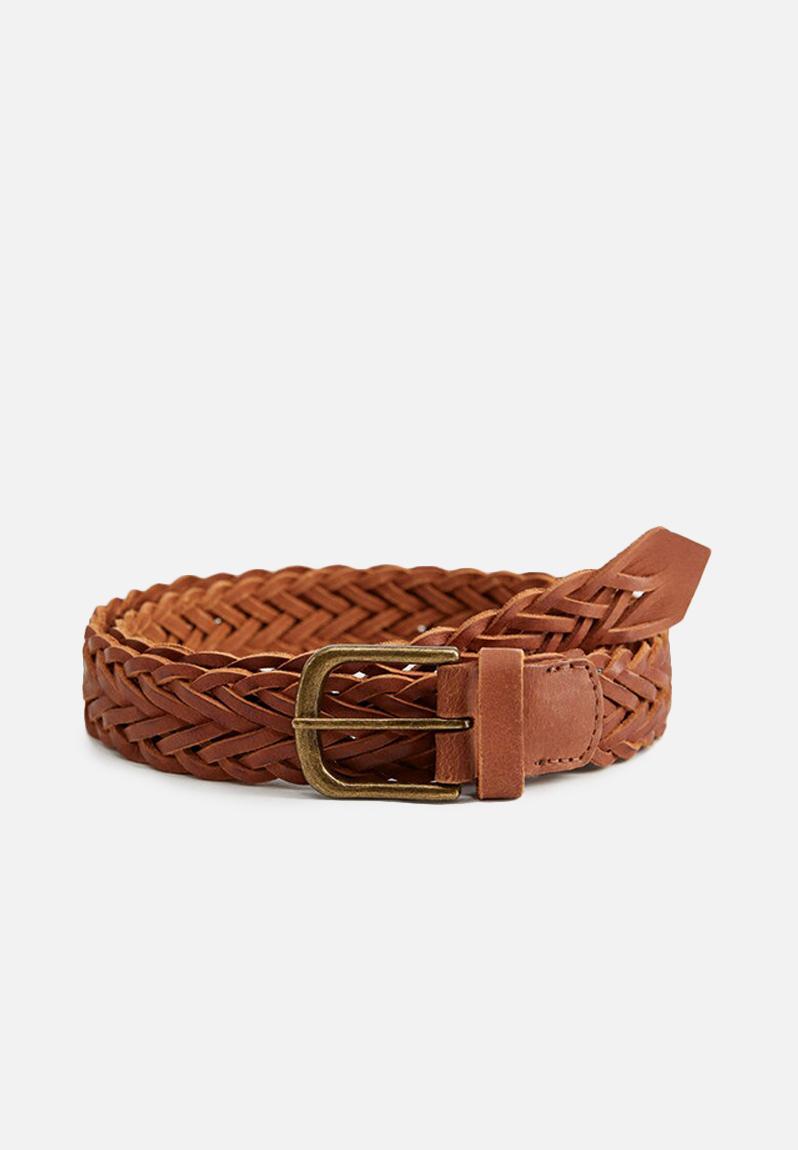 Belt woven bovian leather - medium brown MANGO Belts | Superbalist.com