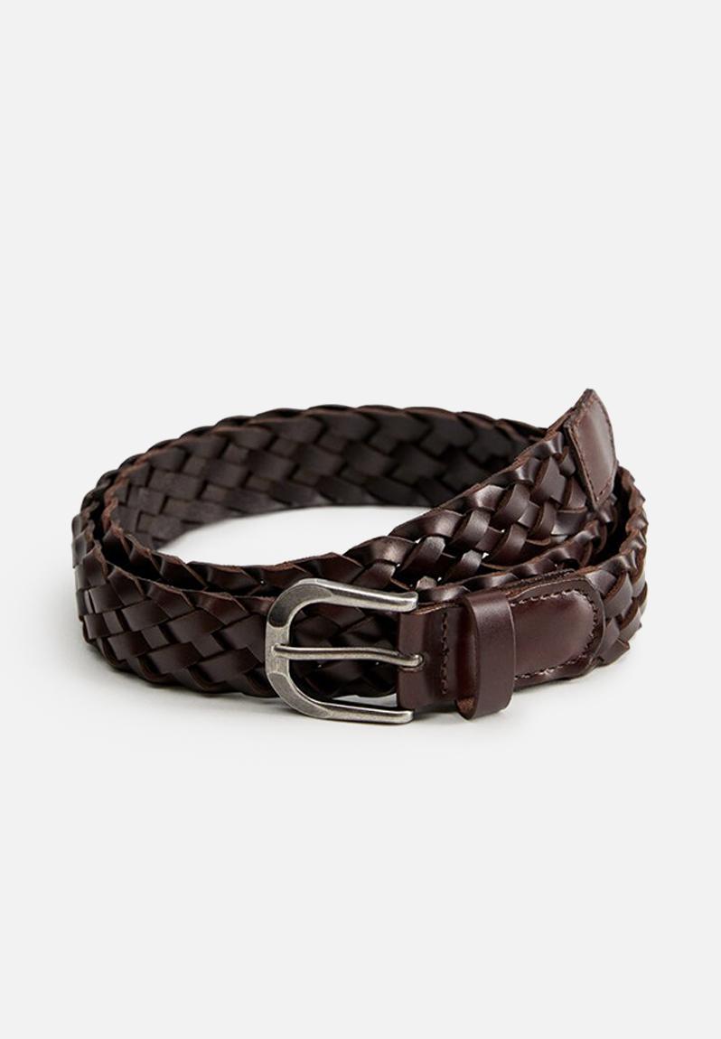 Belt woven bovian leather - brown MANGO Belts | Superbalist.com