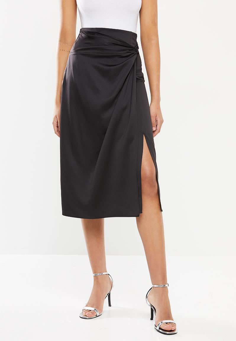satin wrap skirt long